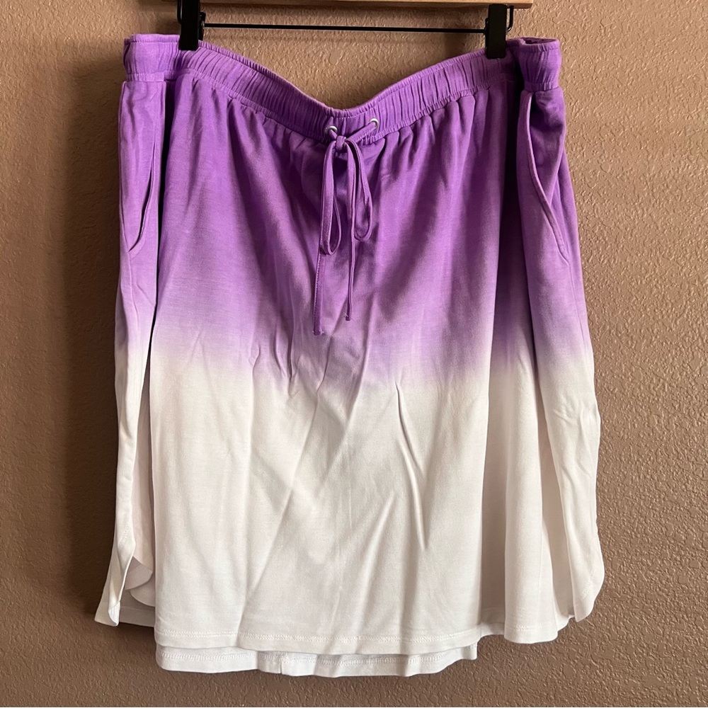 Lane Bryant Lavender and White Casual Pull-String Skirt Size 22/24 NWT